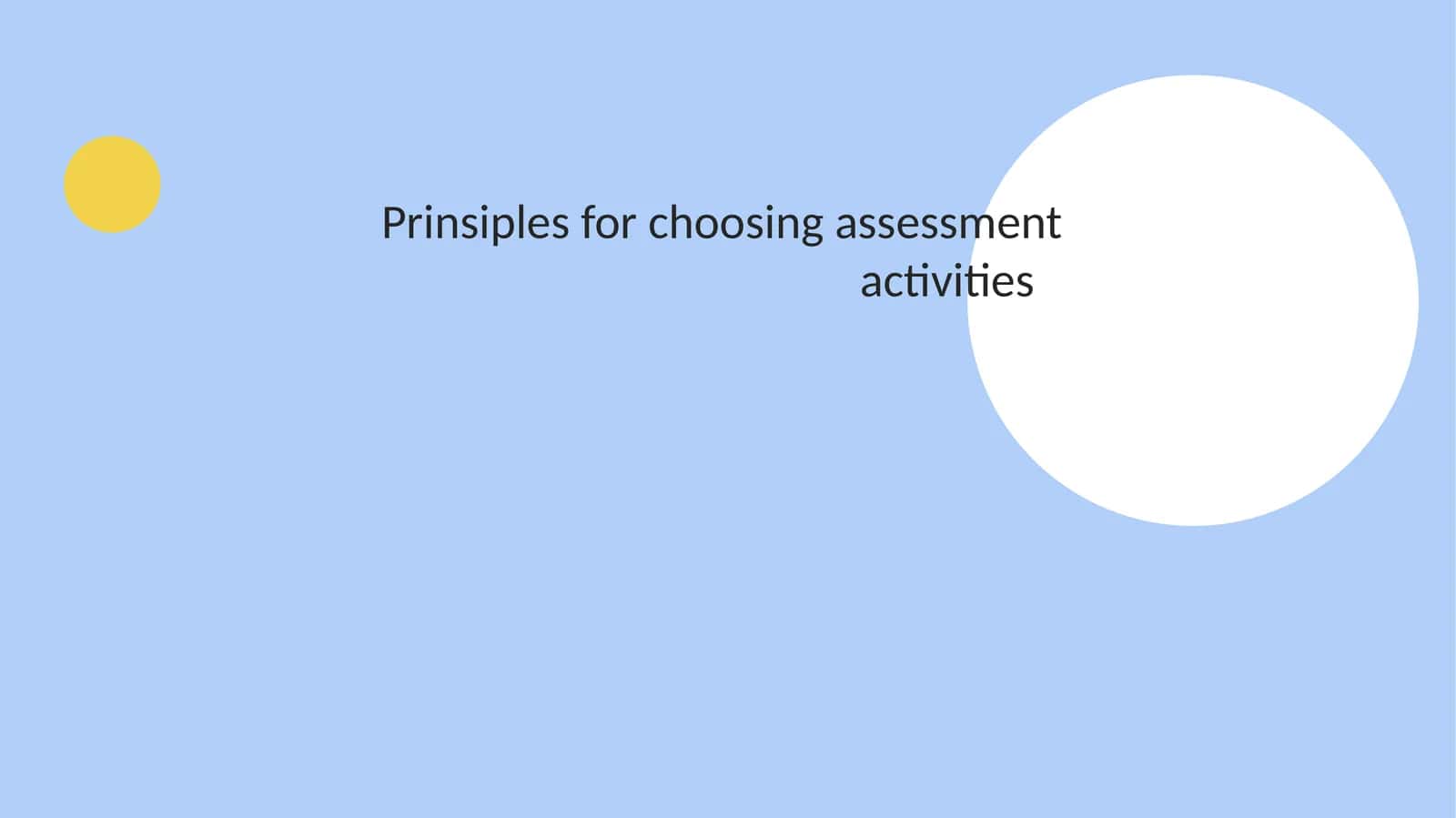 Prinsiplesfor choosing assessment activities