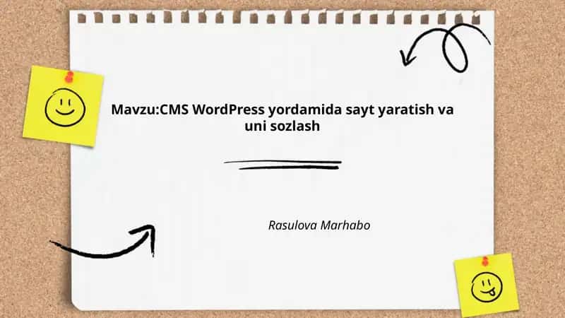 Yordam CMS WordPress yordamida sayt yaratish va uni sozlash