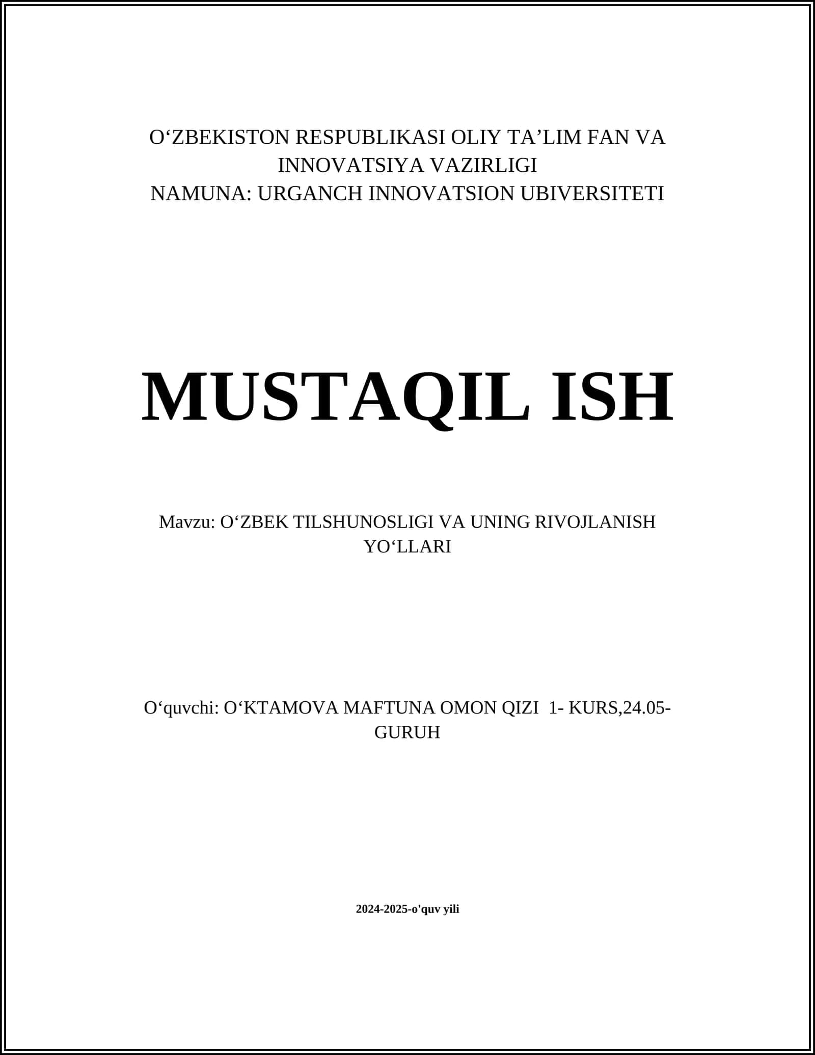 Oʻzbek tilshunosligi va uning rivojlanish yoʻllari