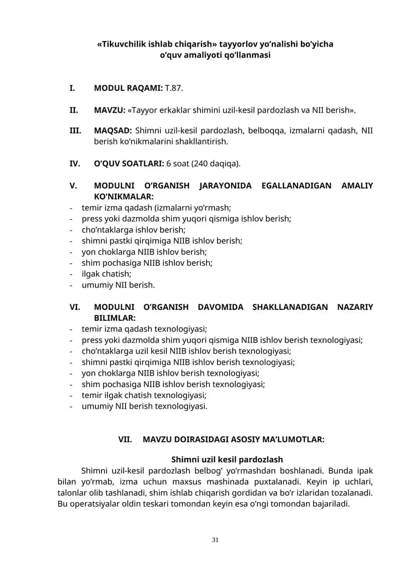 Tayyor Erkaklar Shimini Uzil-kesil Pardozlash