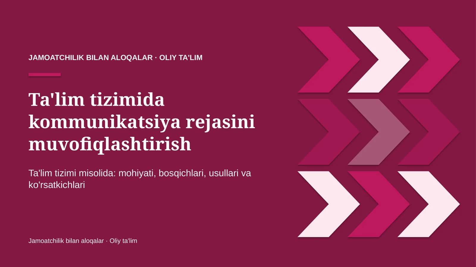 Ta'lim tizimida kommunikatsiya rejasini muvofiqlashtirish