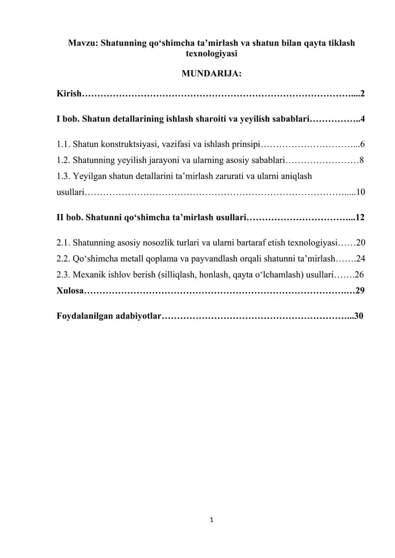 Shatun bilan qayta tiklash texnologiyasi