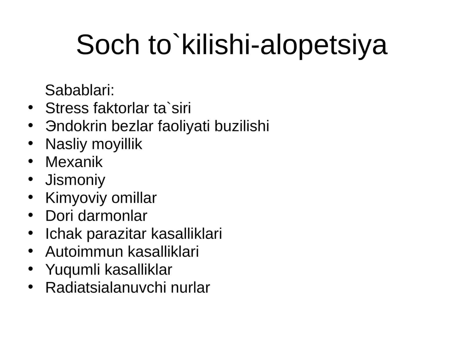 Soch to`kilishi-alopetsiya