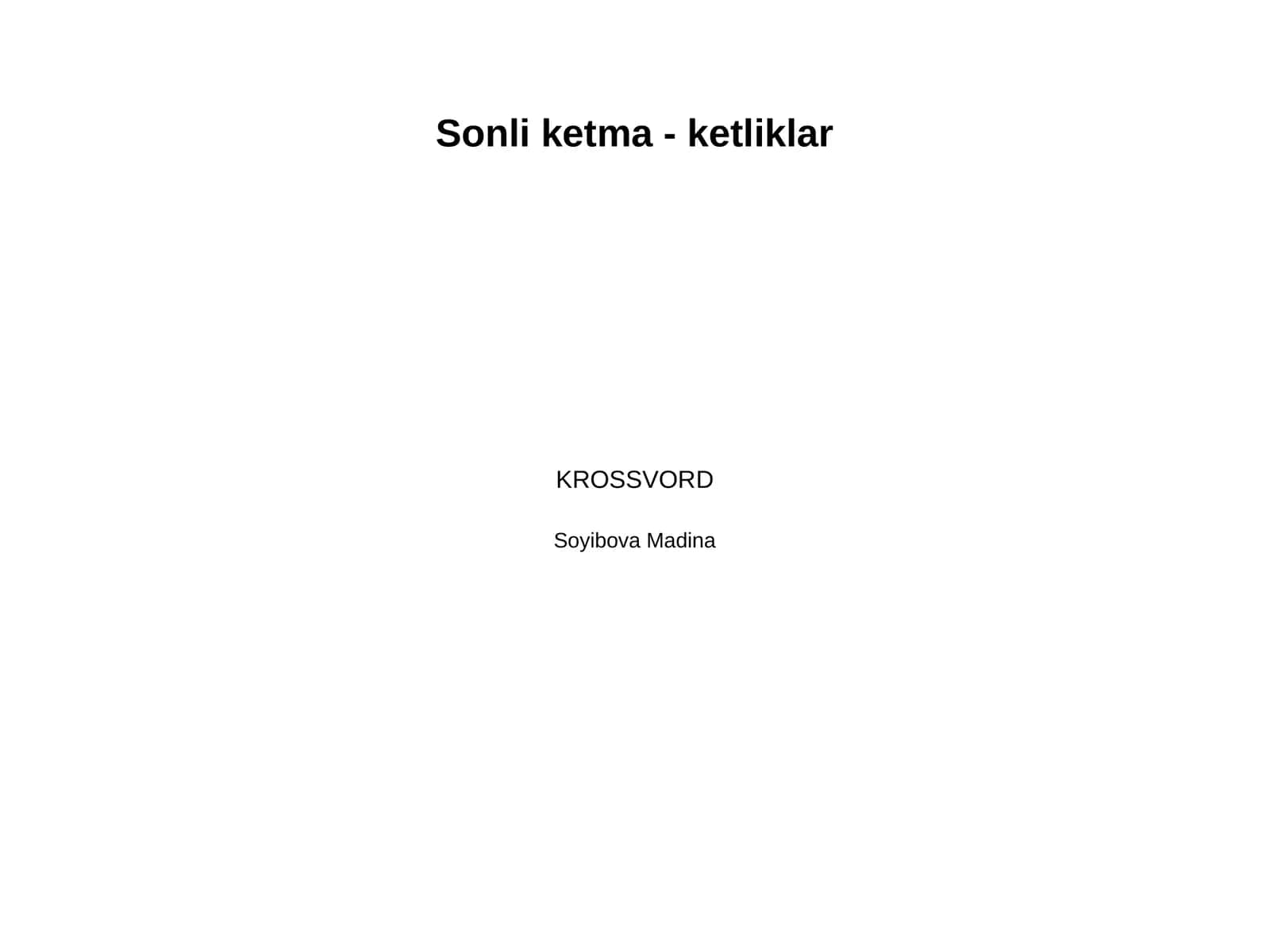 Sonli ketma - ketliklar