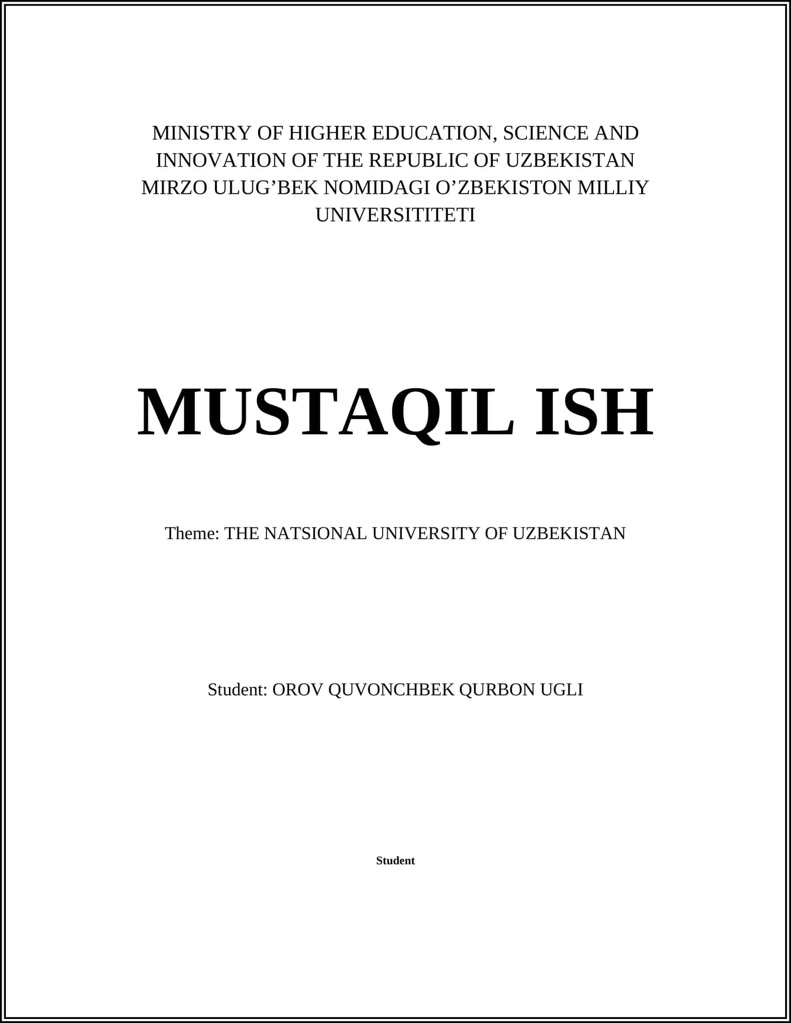 THE NATSIONAL UNIVERSITY OF UZBEKISTAN