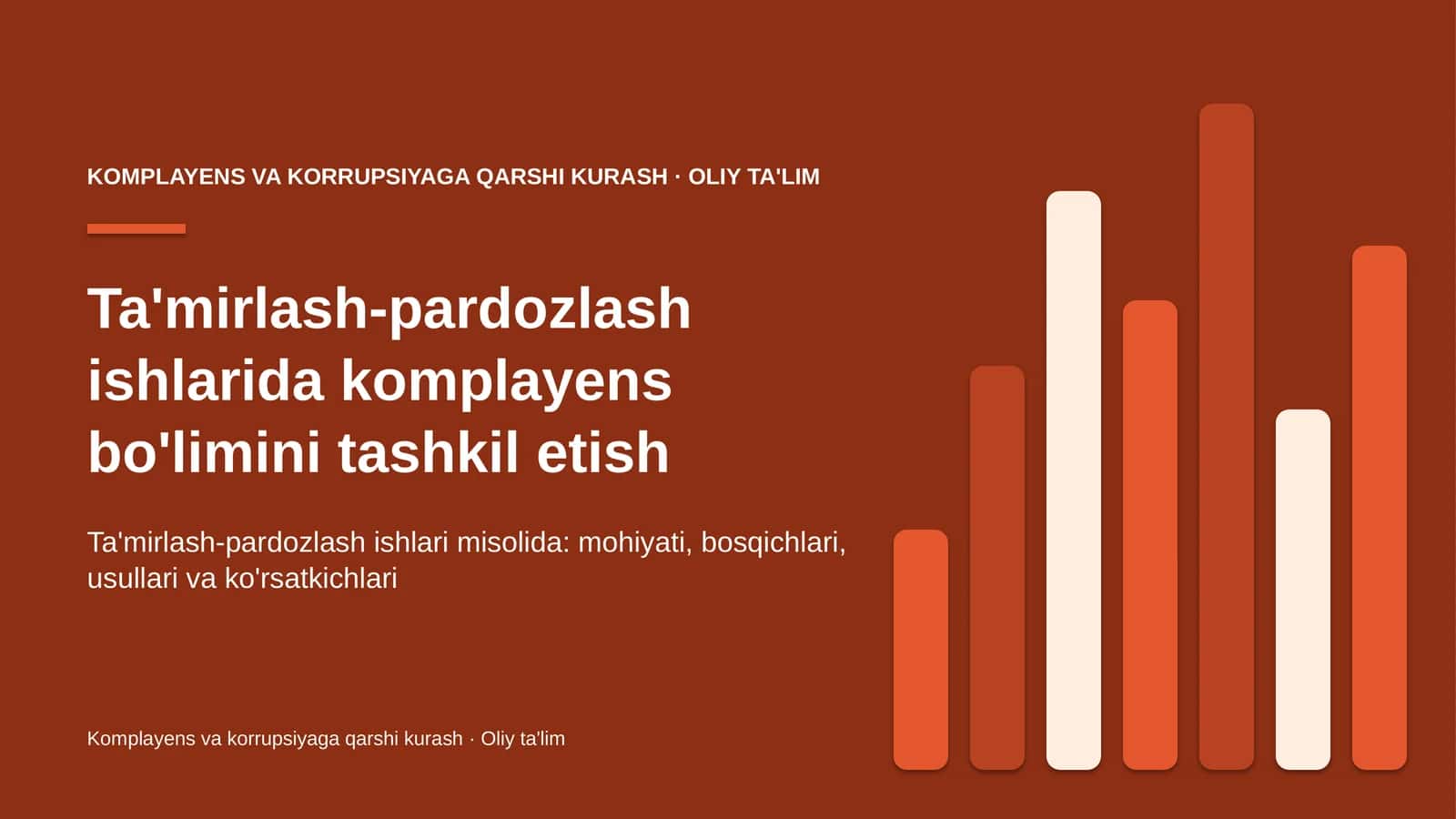 ta'mirlash pardozlash ishlarida komplayens bo'limini tashkil etish 8121