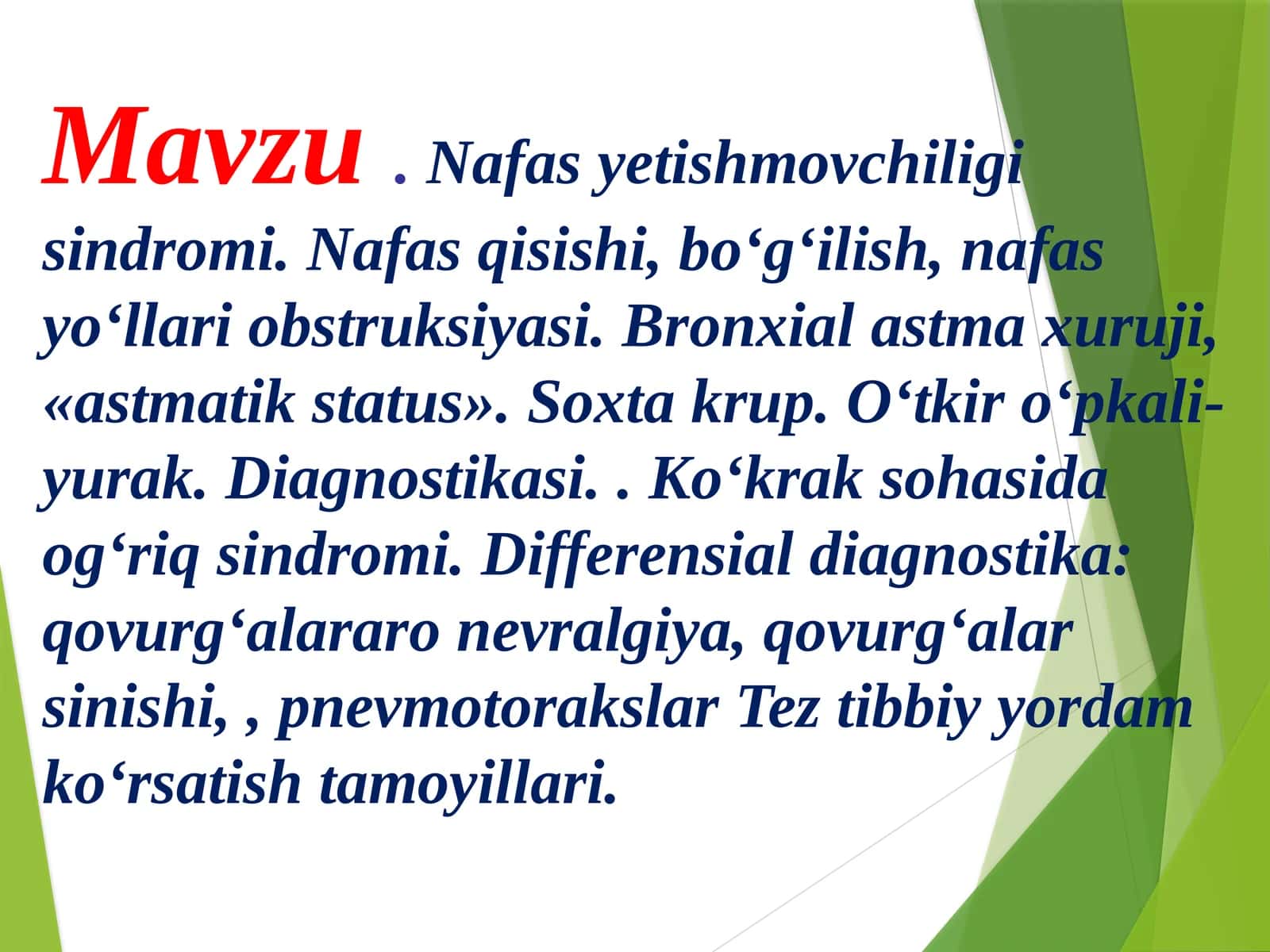 Nafas yetishmovchiligi sindromi