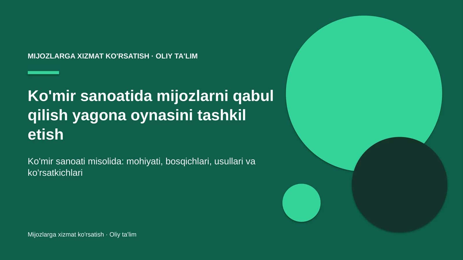 Ko'mir sanoatida mijozlarni qabul qilish yagona oynasini tashkil etish