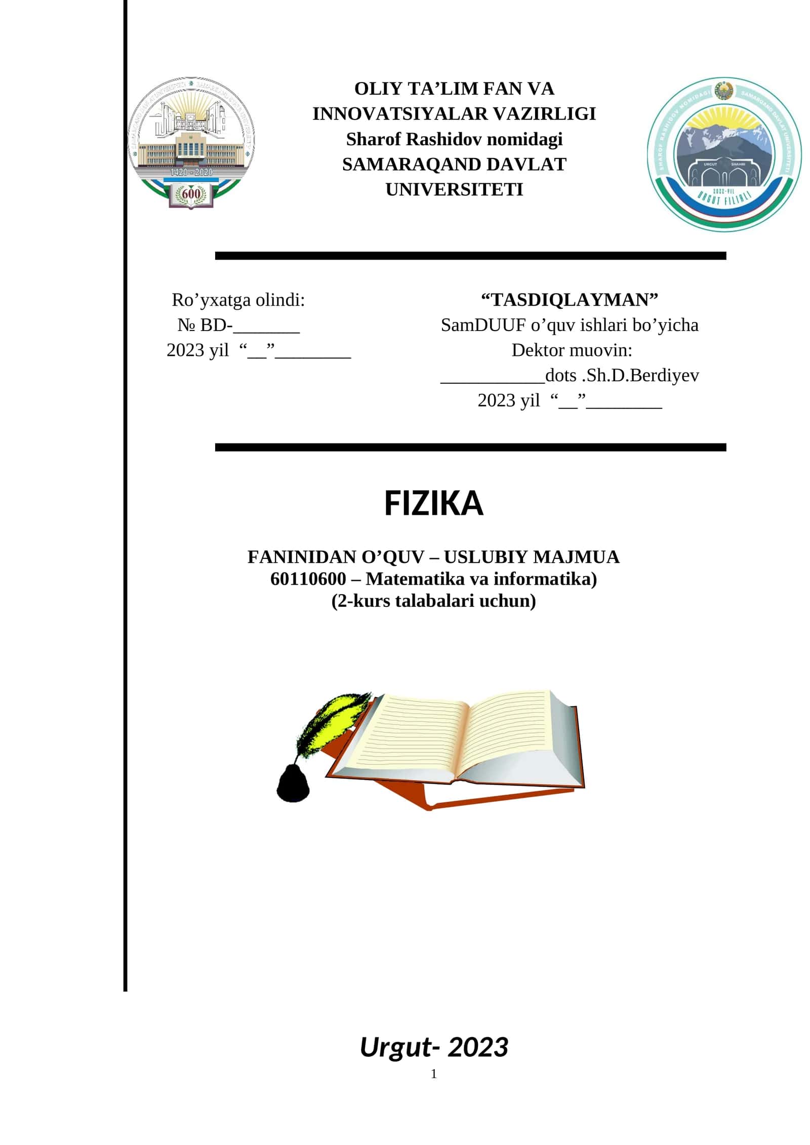 FIZIKA FANINIDAN O’QUV – USLUBIY MAJMUA