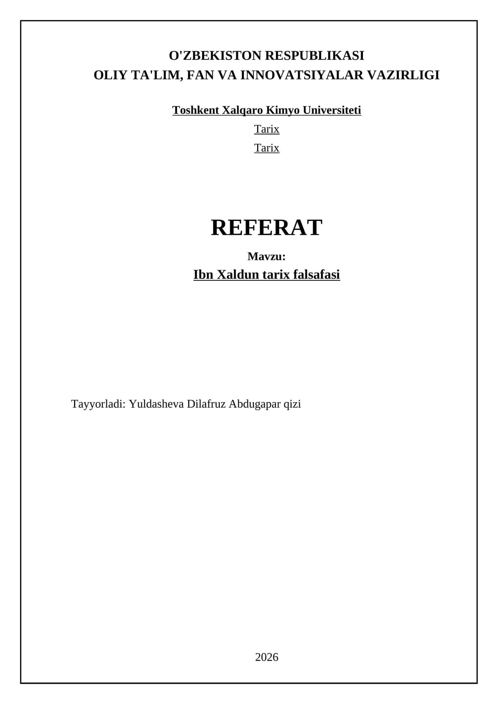 Ibn Xaldun tarix falsafasi