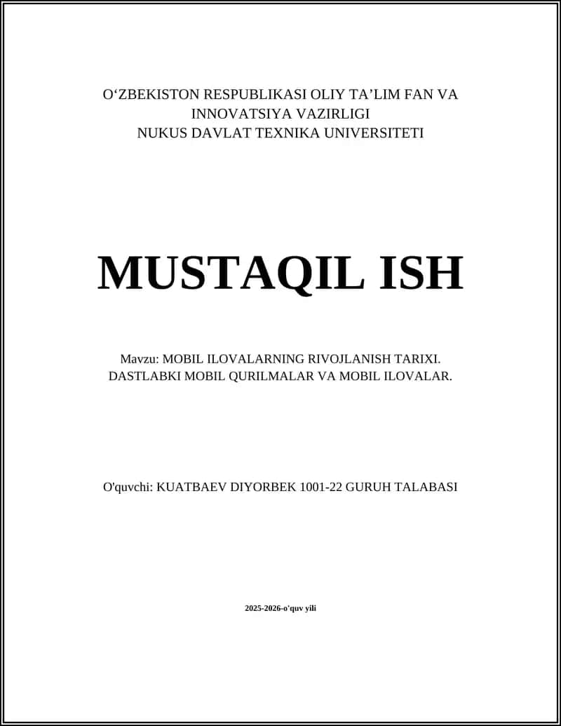MOBIL ILOVALARNING RIVOJLANISH TARIXI