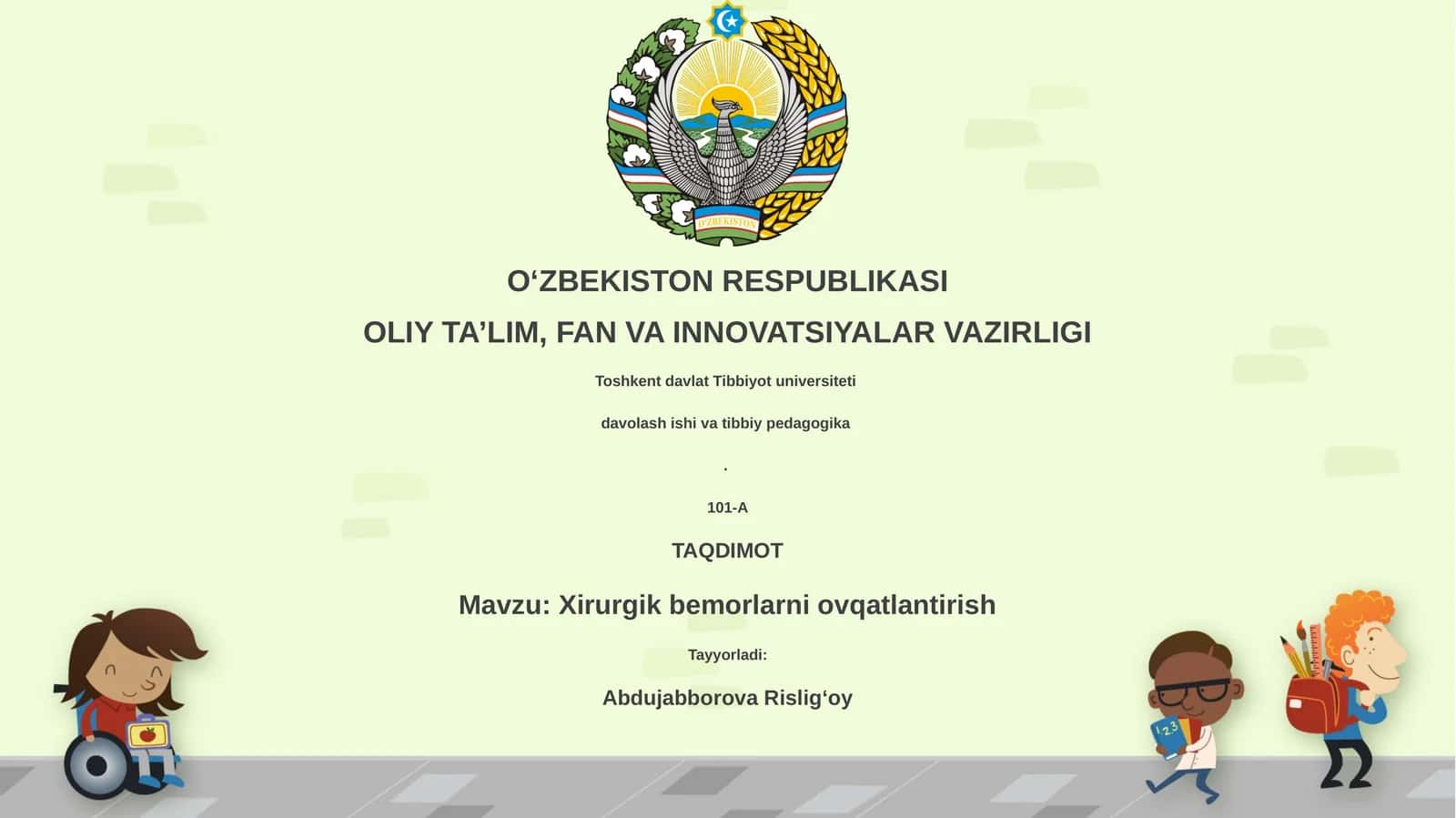 Xirurgik bemorlarni ovqatlantirish
