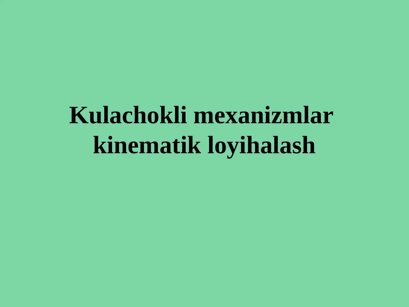 Kulachokli mexanizmlar