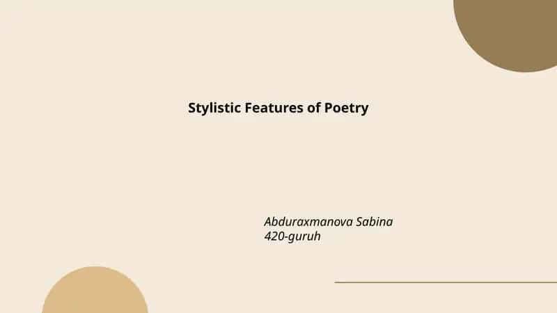 Stylistic Features of Poetry
