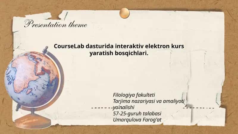 CourseLab dasturida interaktiv elektron kurs yaratish bosqichlari