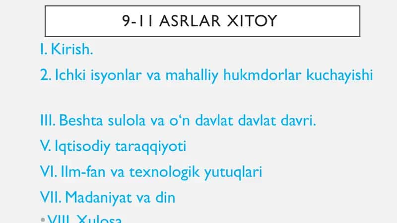 9-11 asrlar Xitoy tarixi