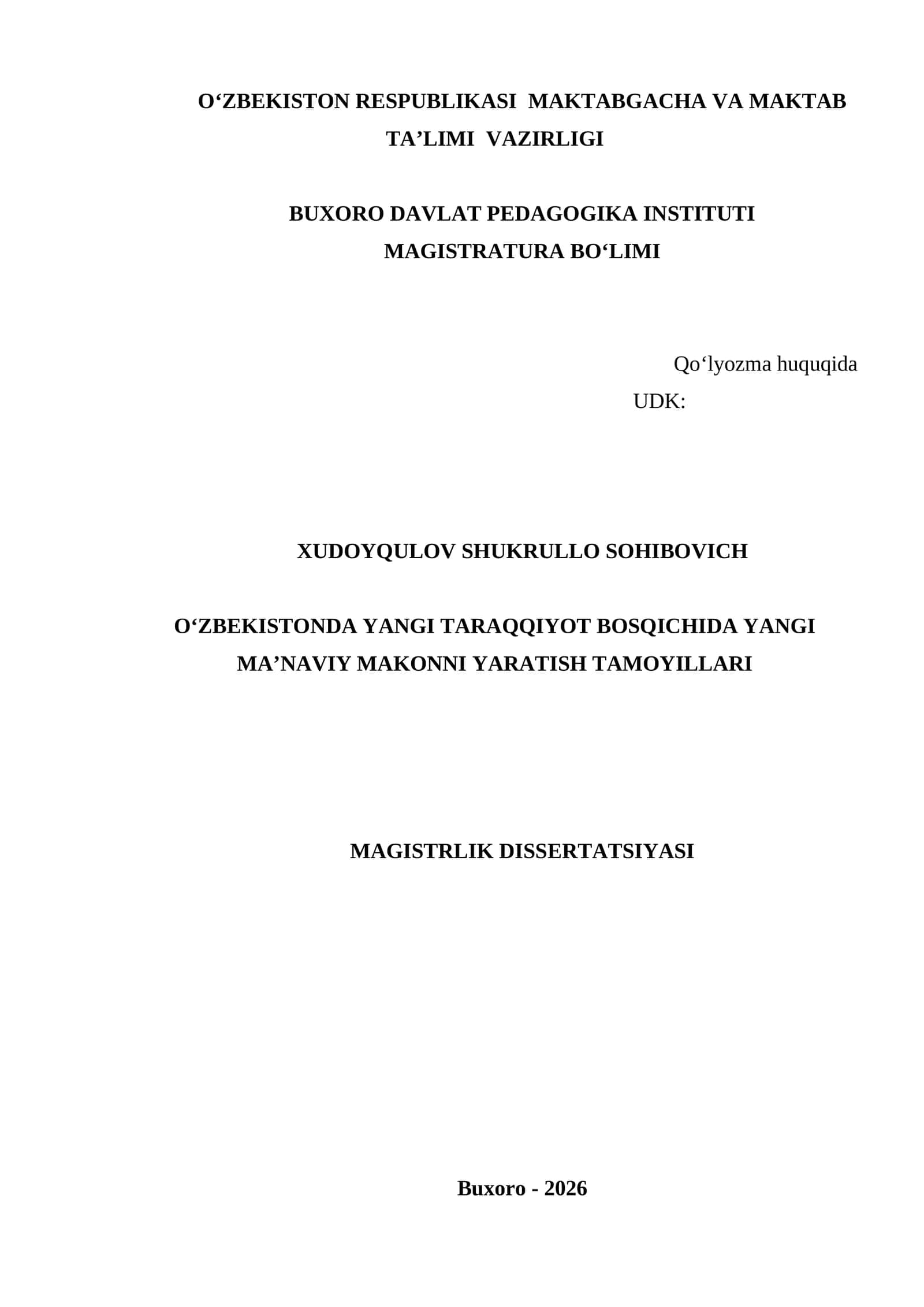 O‘zbеkistonda yangi taraqqiyot bosqichida yangi ma’naviy makonni yaratish tamoyillari