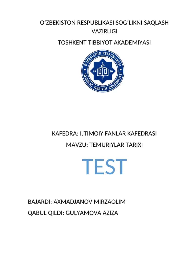 Temuriylar tarixi test