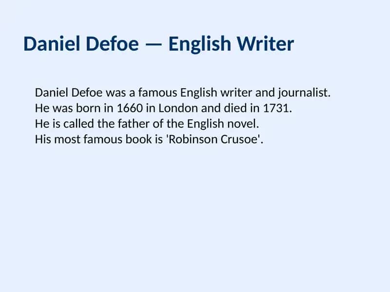Britaniya adabiyoti: Daniel Defo