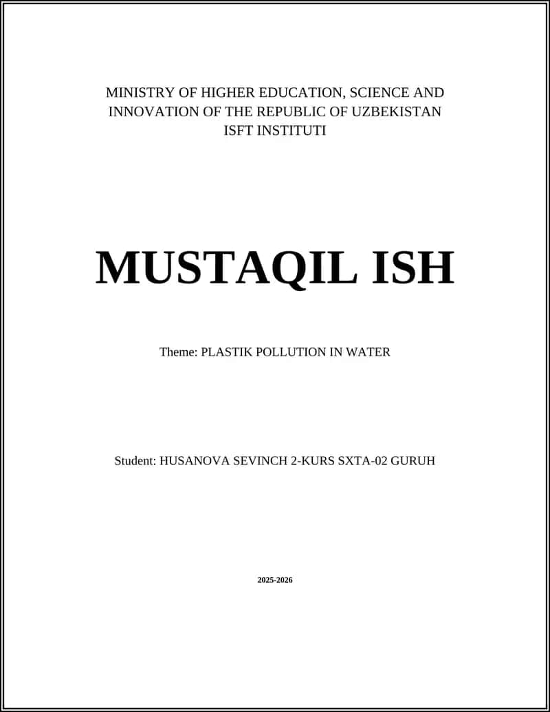 PLASTIK POLLUTION IN WATER
