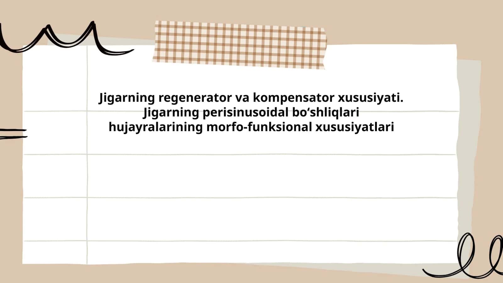 Jigarning regenerator va kompensator xususiyati. Jigarning perisinusoidal boʻshliqlari hujayralarining morfo-funksional xususiyatlari