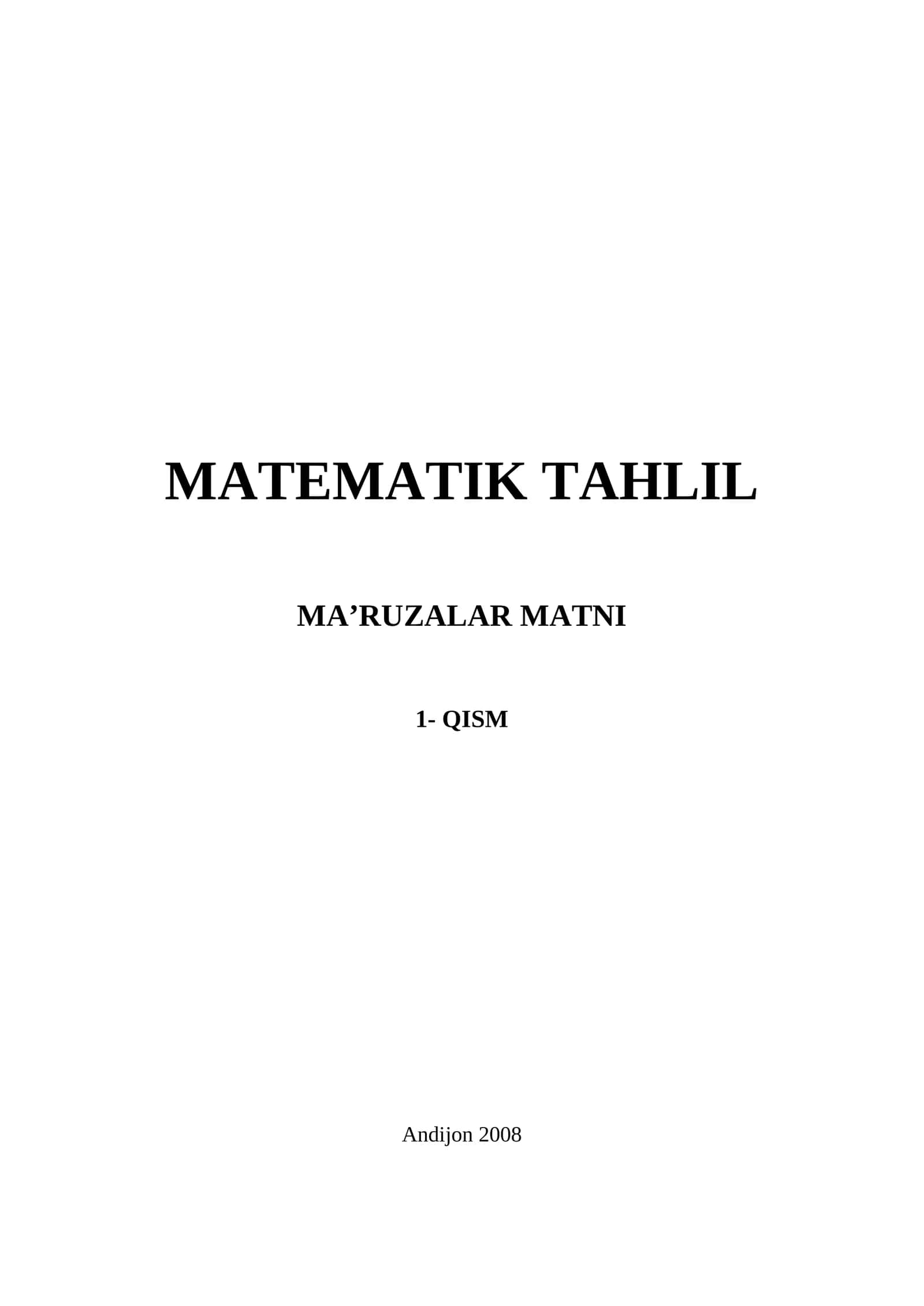MATEMATIK TAHLIL
