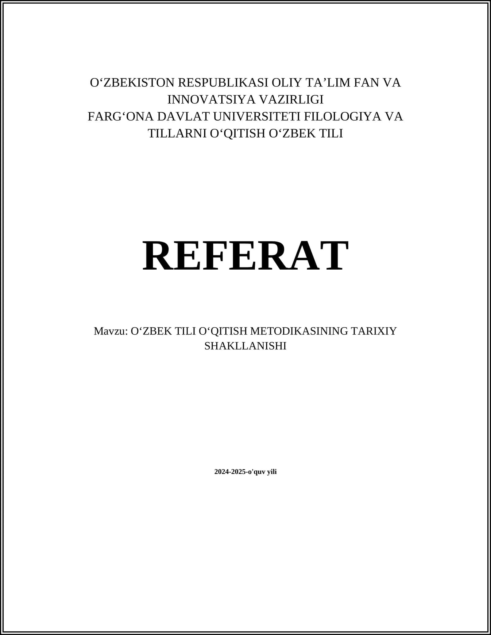 Oʻzbek Tili Oʻqitish Metodikasining Tarixiy Shakllanishi
