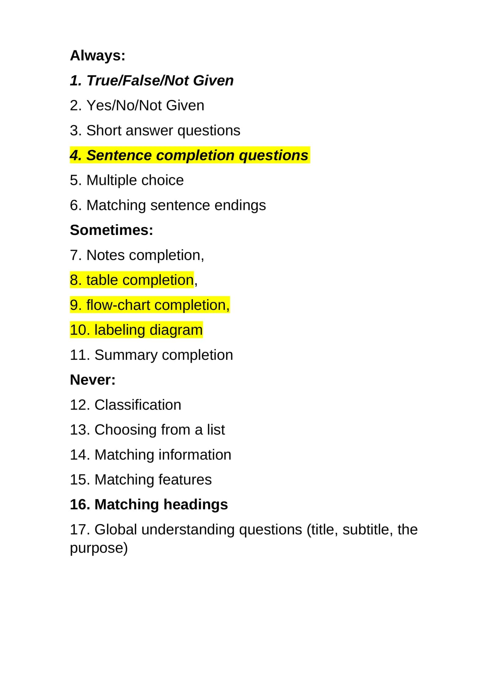 Exam Question Types