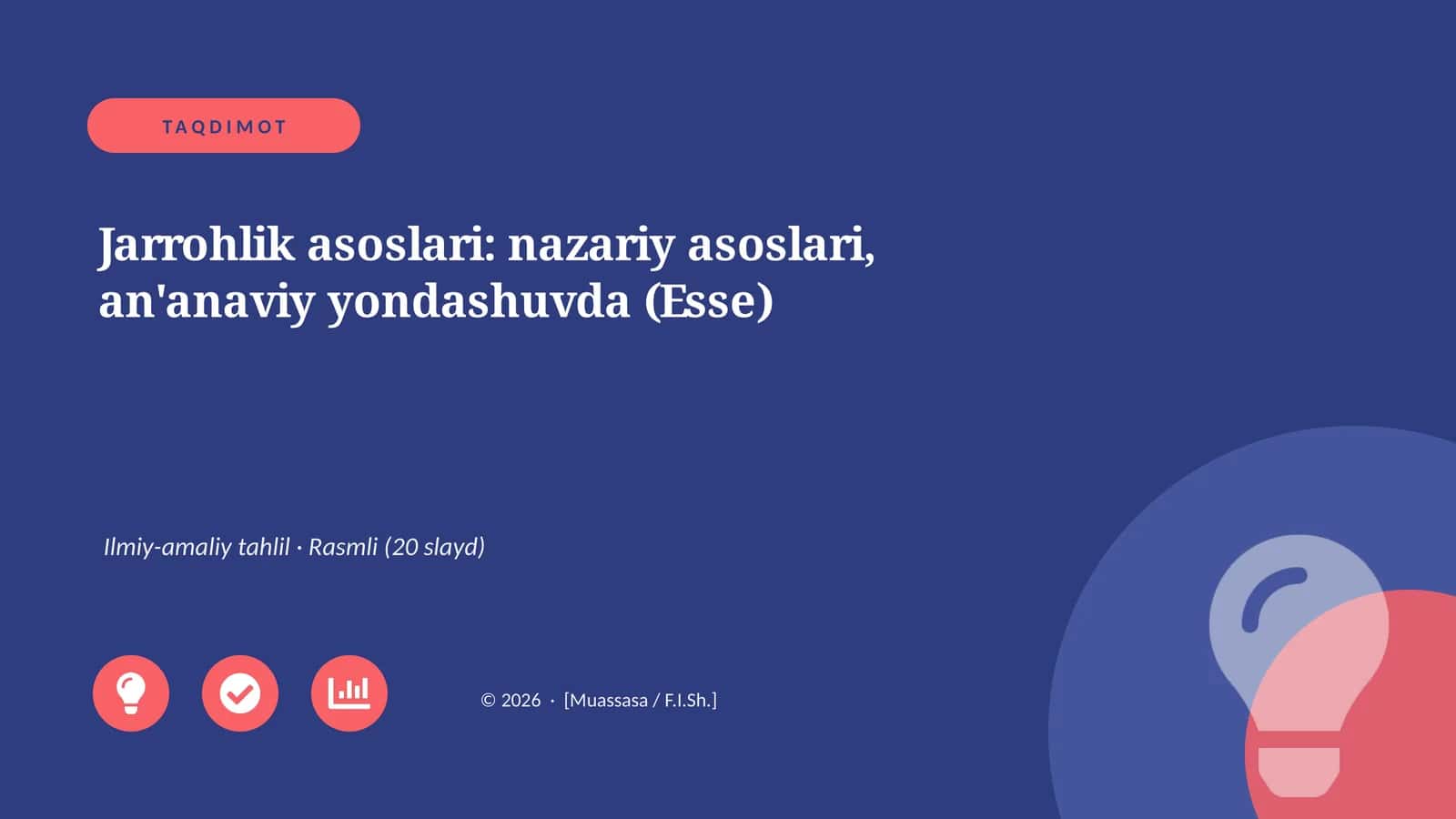 Jarrohlik asoslari: nazariy asoslari, an'anaviy yondashuvda (Esse)