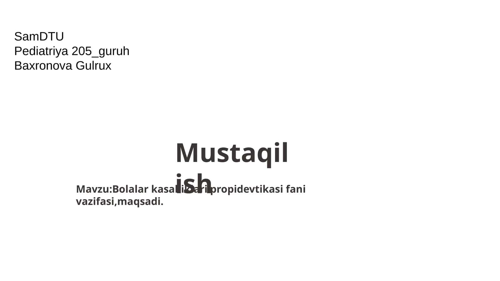 Bolalar Kasalliklari Propidevtikasi