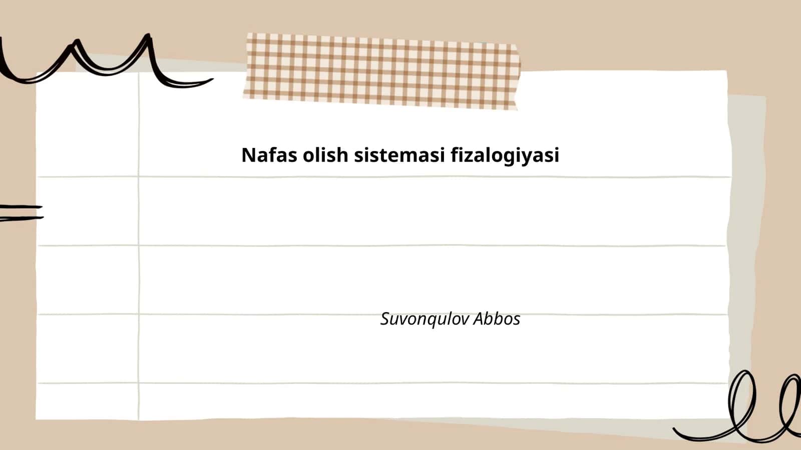 Nafas olish sistemasi fizalogiyasi
