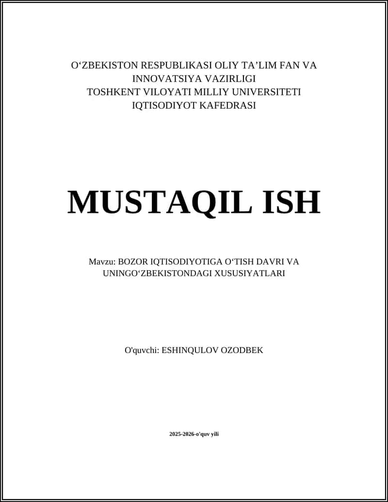 Bozor iqtisodiyotiga o‘tish