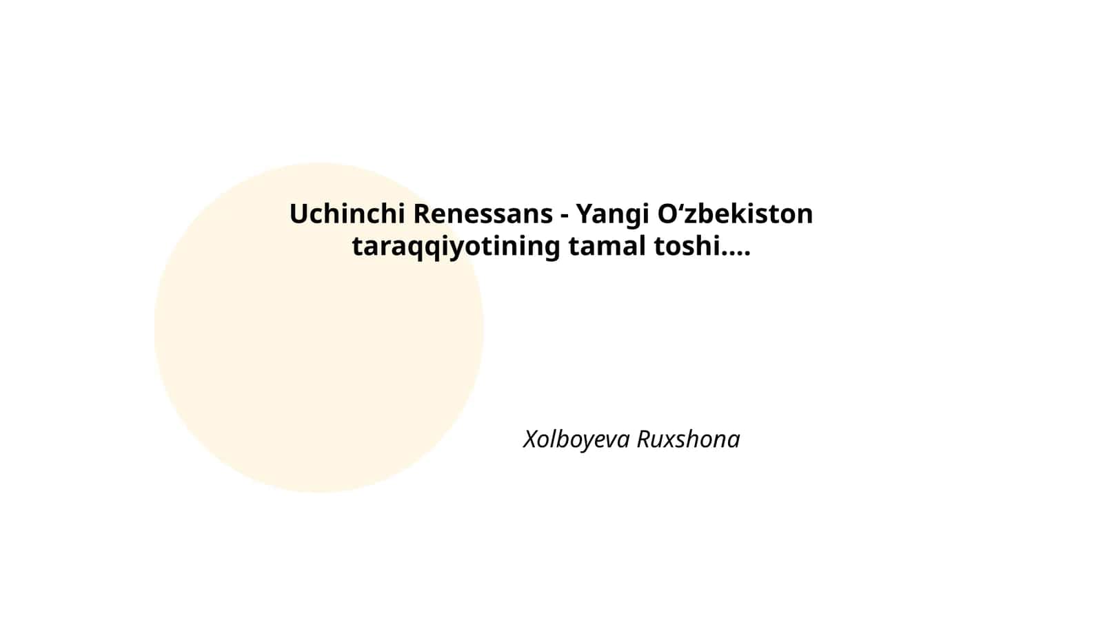 Uchinchi Renessans - Yangi Oʻzbekiston taraqqiyotining tamal toshi