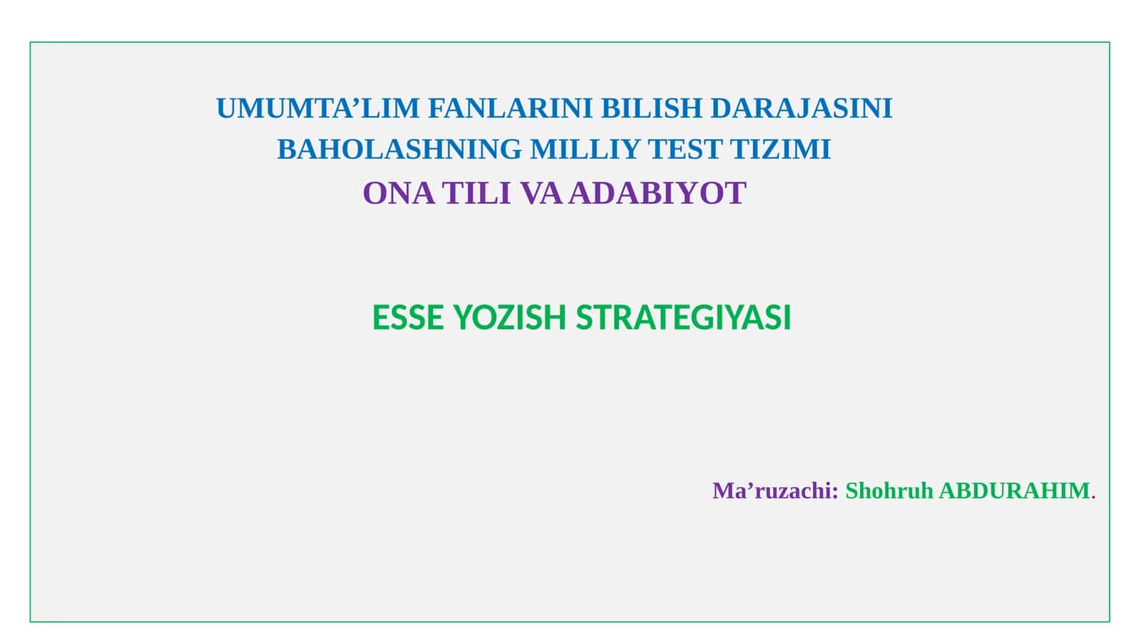 ESSE YOZISH STRATEGIYASI