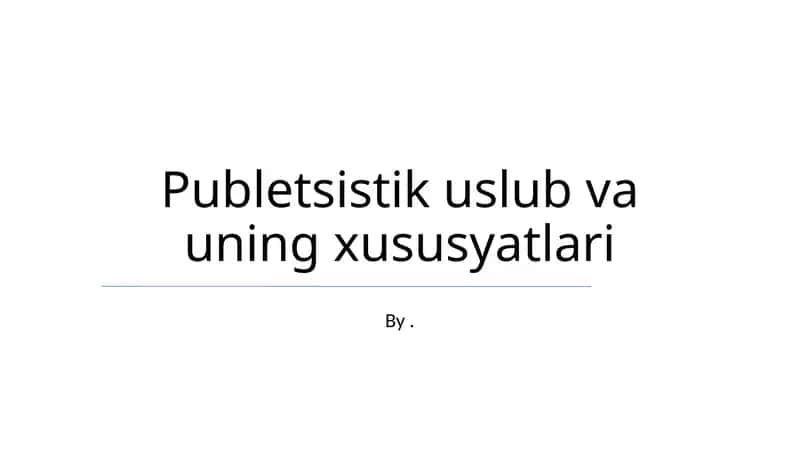 Publetsistik uslub va uning xususyatlari