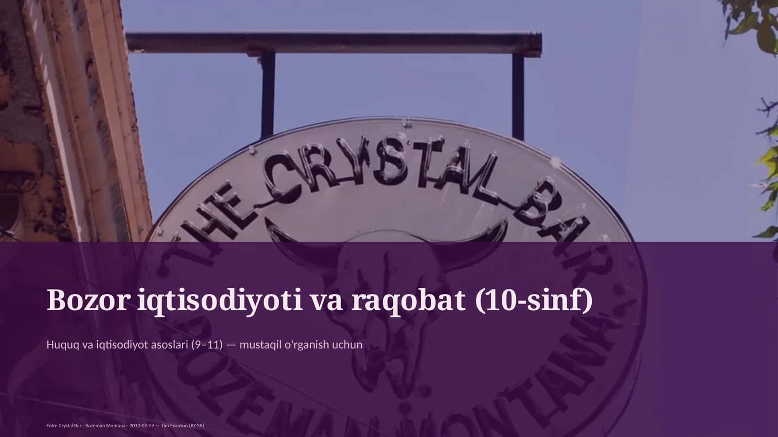 Bozor iqtisodiyoti va raqobat (10-sinf)