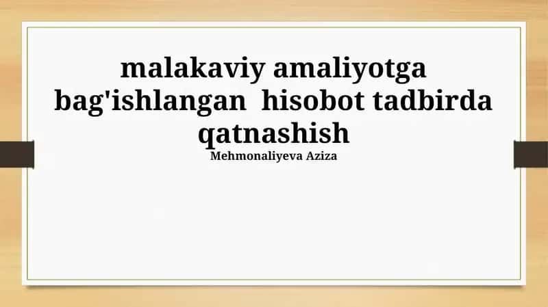 Amaliyotga oid hisobot