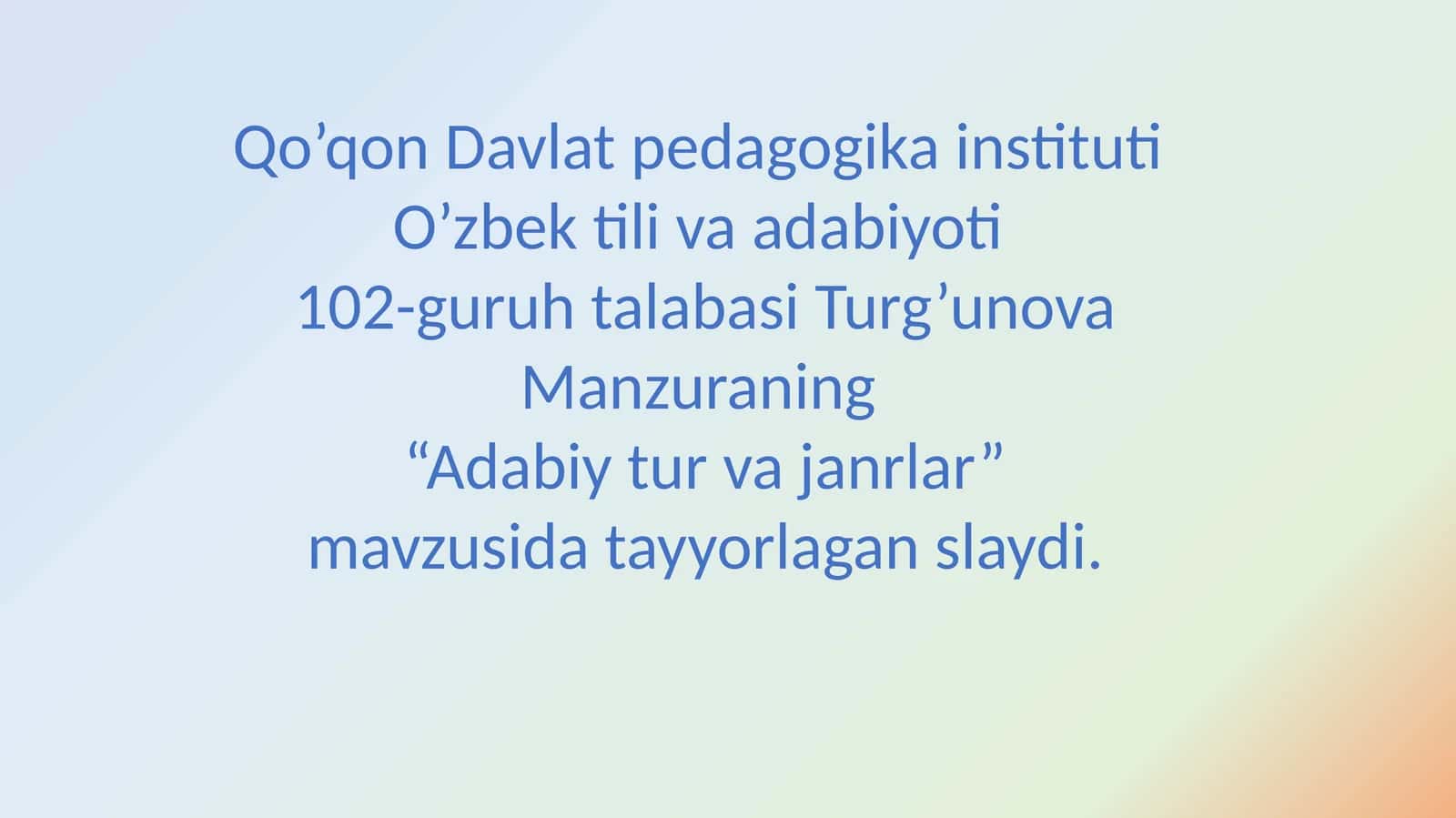 Adabiy tur va janrlar