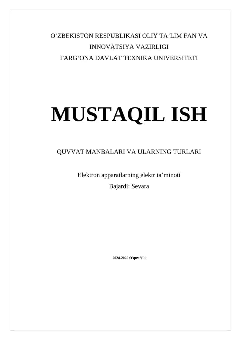 Elektron apparatlarning elektr taʼminoti