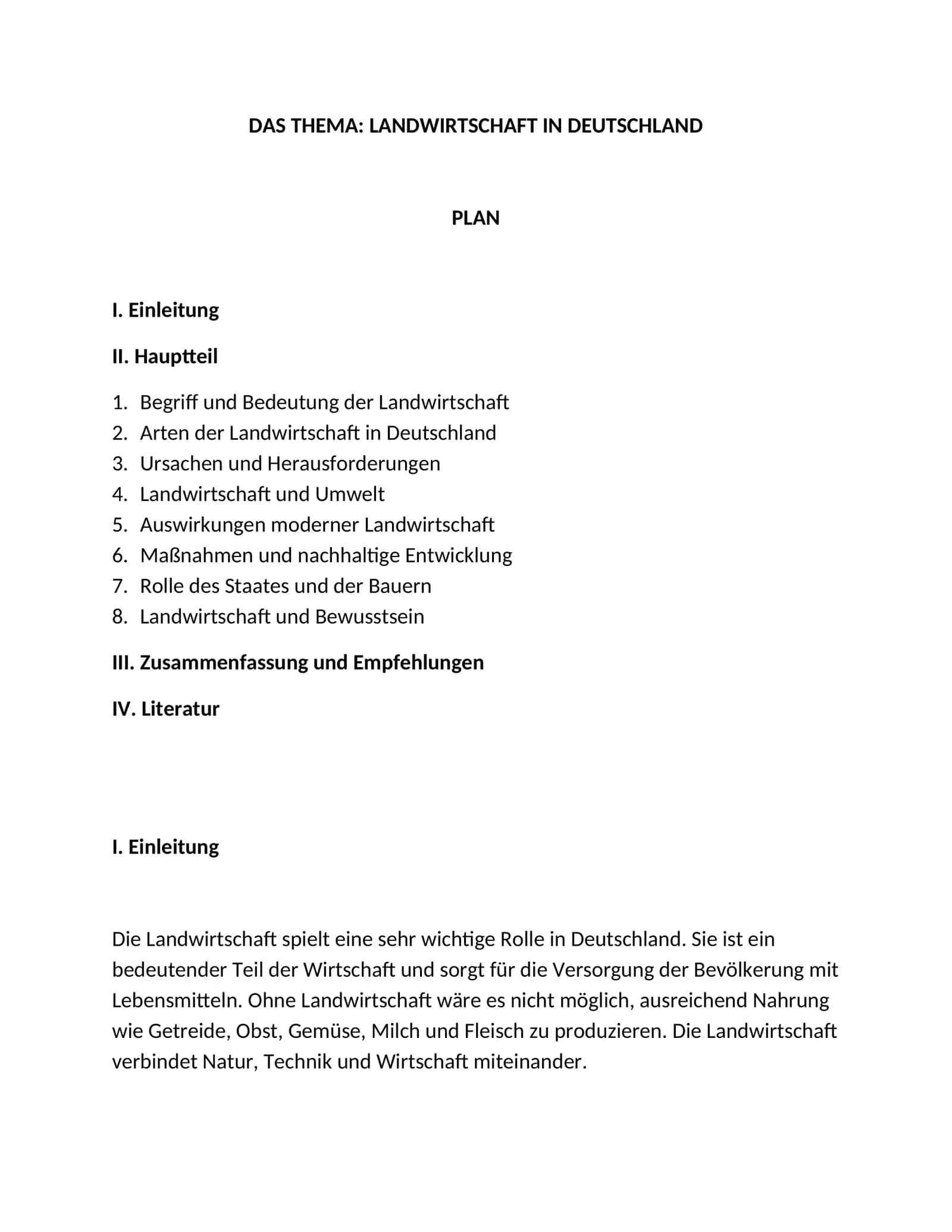 DAS THEMA: LANDWIRTSCHAFT IN DEUTSCHLAND