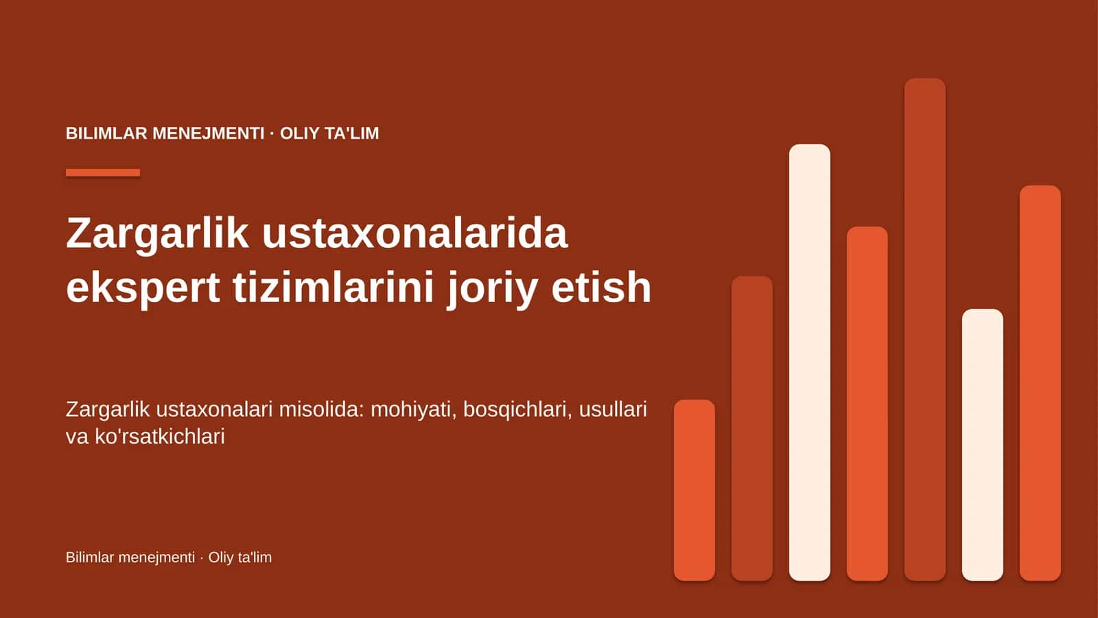 Zargarlik ustaxonalarida ekspert tizimlarini joriy etish