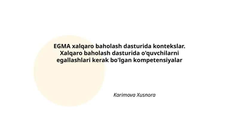 EGMA xalqaro baholash dasturi