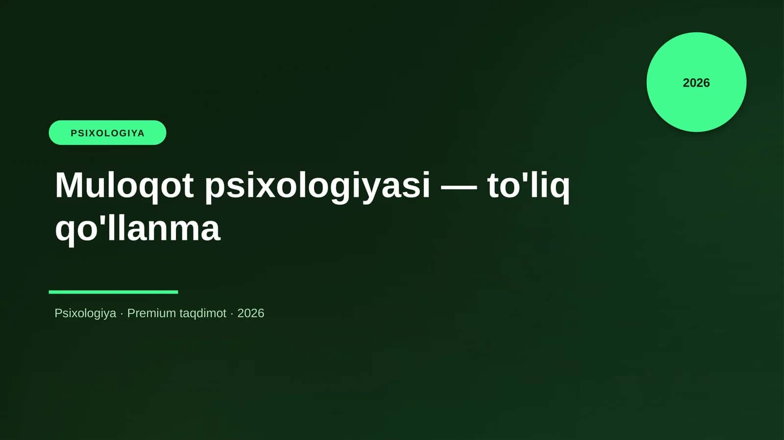 Muloqot psixologiyasi — to'liq qo'llanma