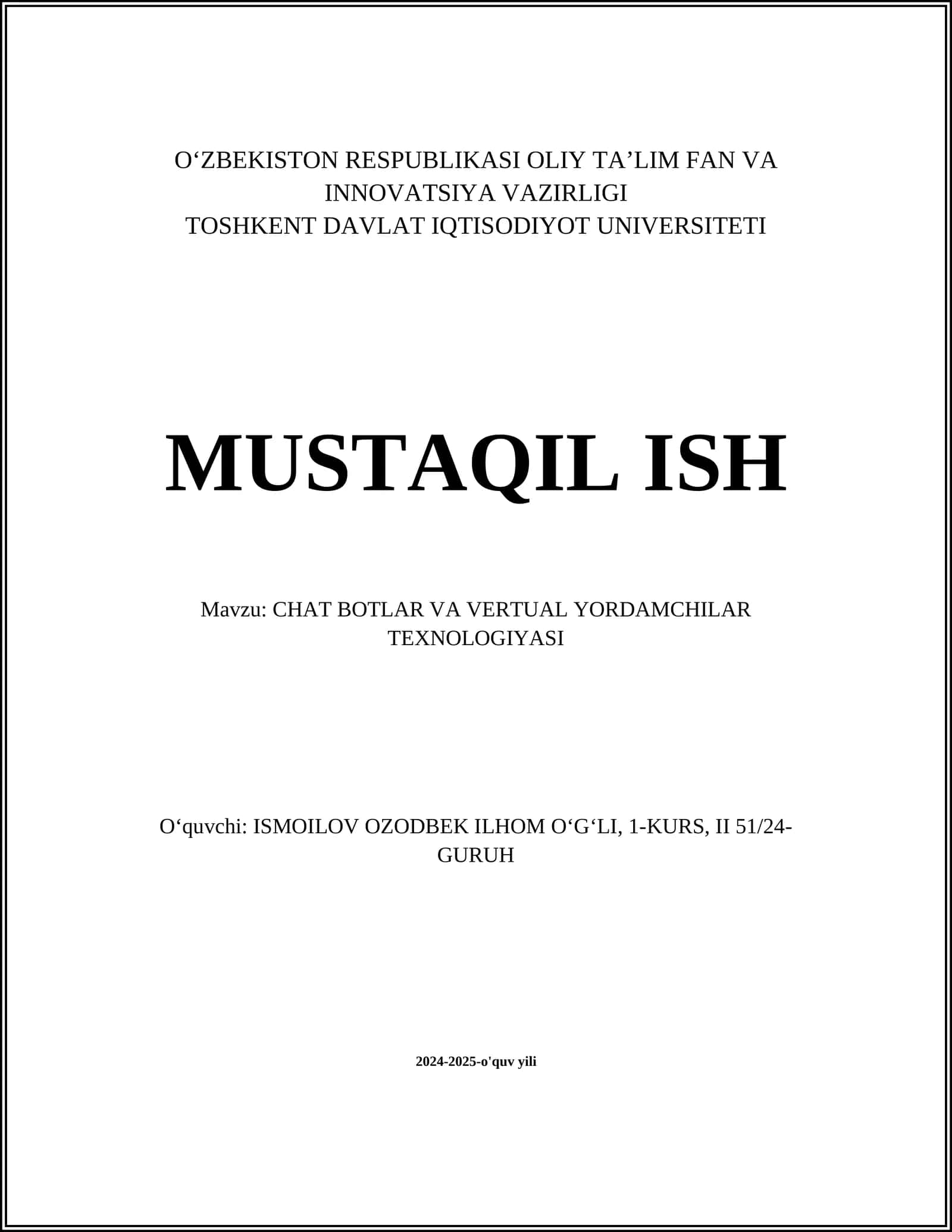 Sun'iy intellektga asoslangan virtual yordamchilar (Virtual Assistants - VA)