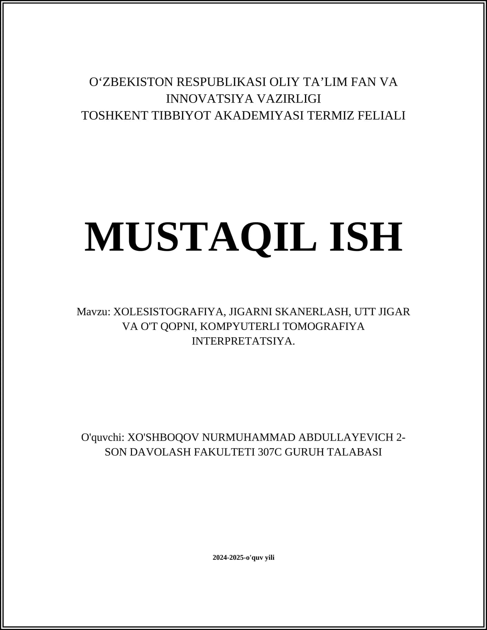 Xolesistografiya, Jigarni skanerlash, UTT JIGAR VA O'T QOPNI, Kompyuterli tomografiya interpretatsiya