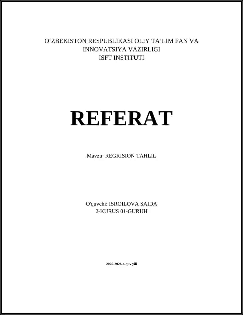 REGRISION TAHLIL