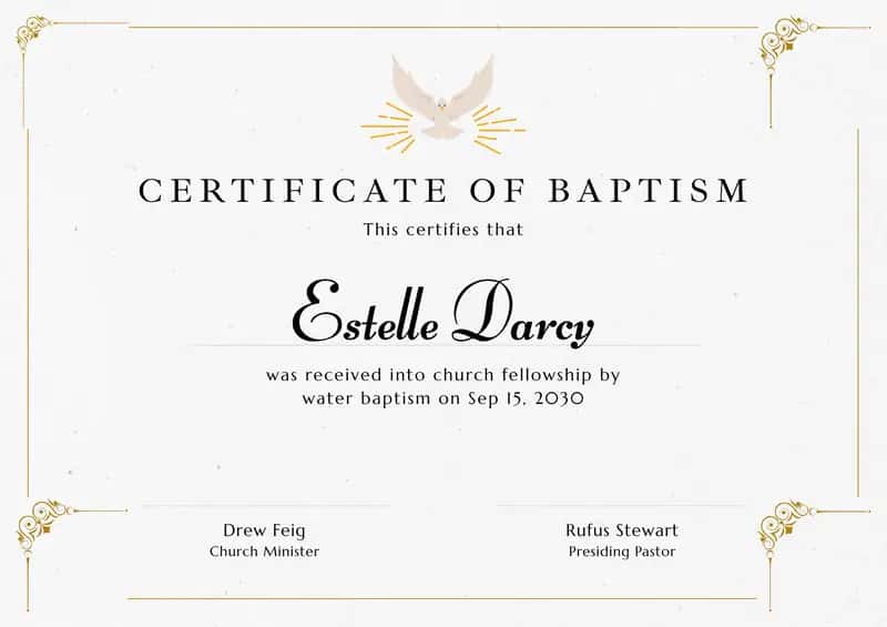 CERTIFICATE OF BAPTISM