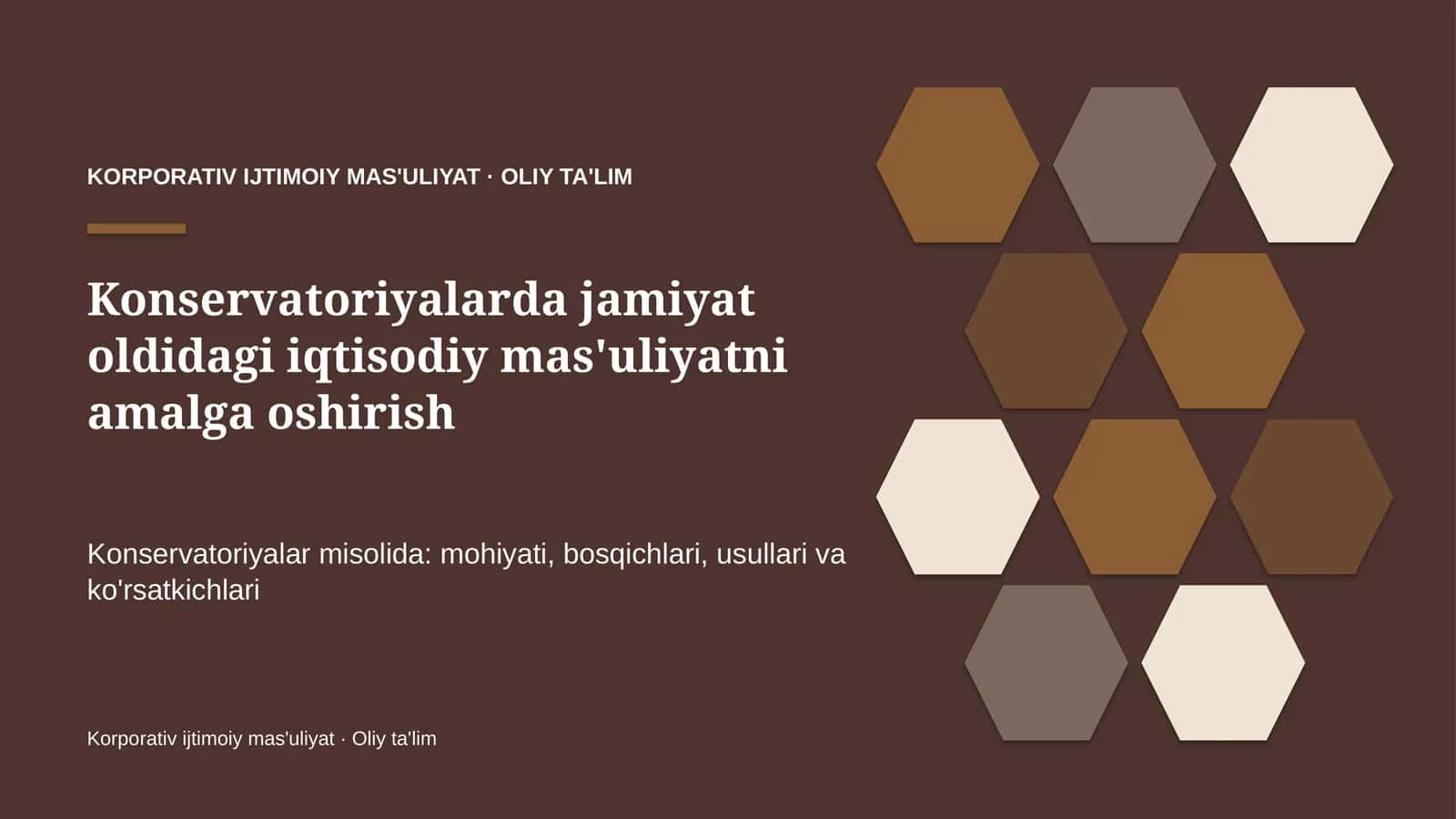 Konservatoriyalarda jamiyat oldidagi iqtisodiy mas'uliyatni amalga oshirish