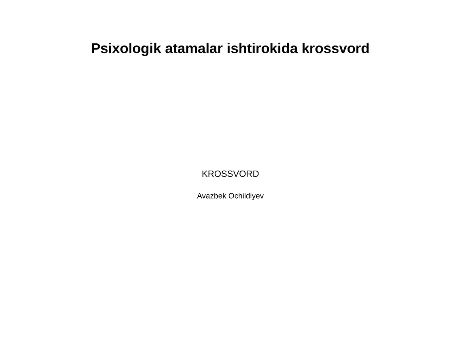 Psixologik atamalar ishtirokida krossvord