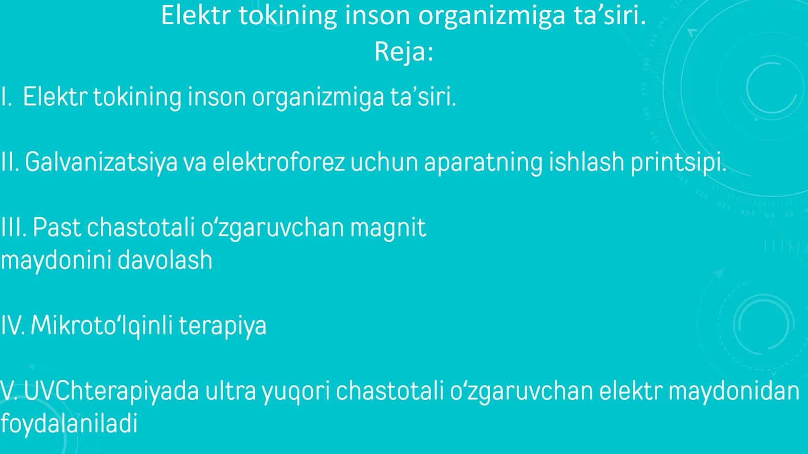 Elektr tokining inson organizmiga ta’siri